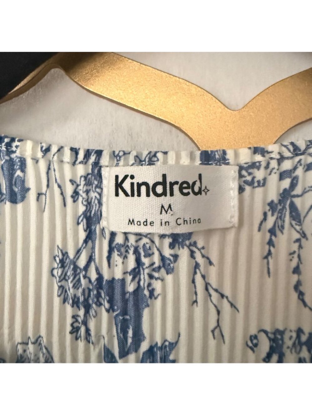 Kindred Size M Blue & White Floral Print Pleated Short Sleeve Midi A-Line Dress - Picture 3 of 16